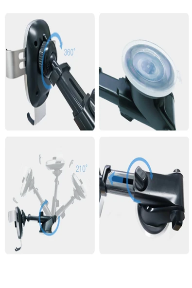 C123 15W Kablosuz Şarjlı Çift Tabanlı Araç Telefon Tutucu - Resim 6