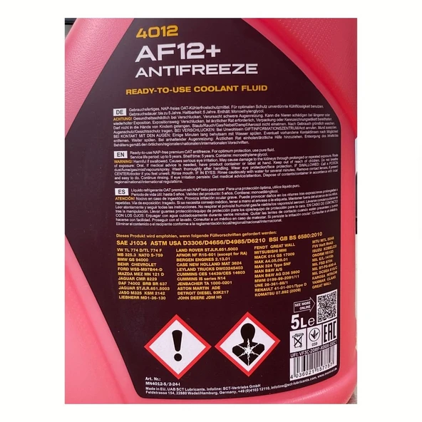 2025 Üretimli Mannol Yüksek Performanslı Donmayan Formül Hazır Kullanım Pembe Antifriz -40 +125°c - Resim 2