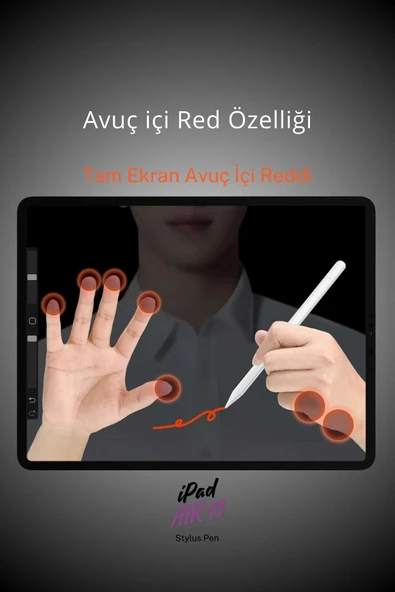 iPad AIR M3 Çipli A3267 A3269 2025 Uyumlu Avuç İçi Algılamayan Dokunmatik Yazım ve Çizim Kalemi - Resim 2