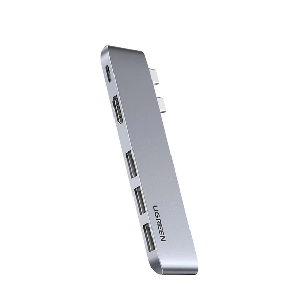 UGREEN 5-in-2 1xUSB-C Gen2 4K/60Hz/10 Gbps/ 100W, 1xHDMI 4K/30Hz, 3xUSB-A 3.0 5Gbps MacbookPro/Air için Port Çoklayıcı Hub, 60559 ürün görseli 1