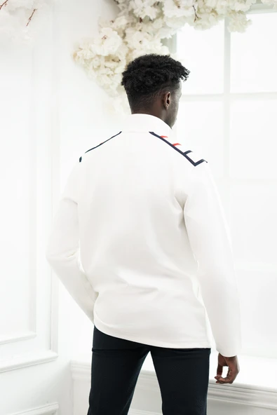 Regular Fit Dik Yaka Yarım Fermuarlı Biyeli Pamuklu Sweatshirt - Resim 3