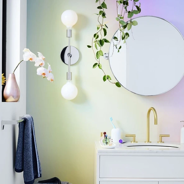 RİOLİGHT RETRO İKİLİ KROM METAL DUVAR APLİK ürün görseli 1