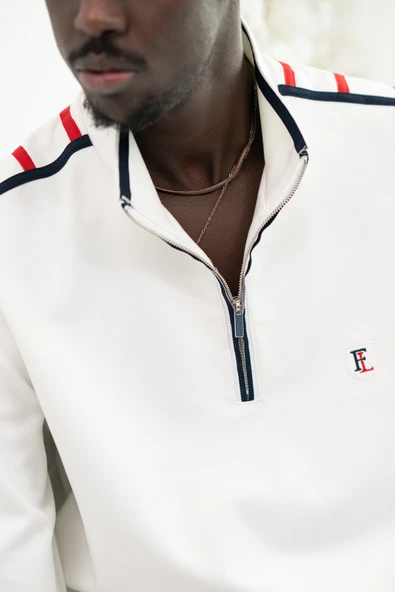 Regular Fit Dik Yaka Yarım Fermuarlı Biyeli Pamuklu Sweatshirt - Resim 5