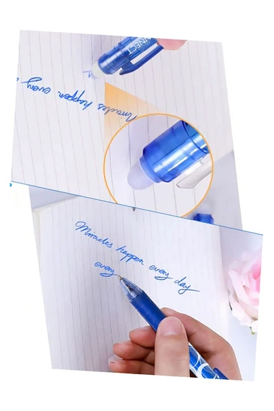 Siyah Silinebilir Tükenmez Kalem 3 Adet BIA Silinebilir Jel Pilot Kalem Mürekkepli Kolay Silinebilir Kumaş Kalemi - Resim 3