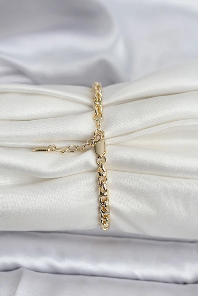 14K Gold Renk Kaplama Zincir Model Kadın CM Bileklik - TJ-BB8132 - Resim 2