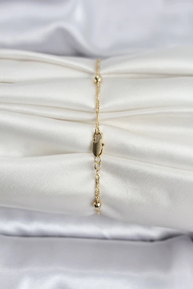 14K Gold Renk Kaplama Topçuklu Model CM Kadın Bileklik - TJ-BB8138 - Resim 2