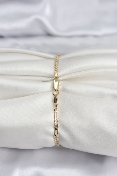 14K Gold Renk Kaplama Minimal Zincir Model CM Kadın Bileklik - TJ-BB8137 - Resim 2