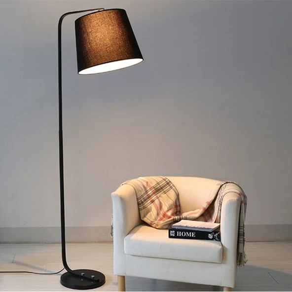 RİOLİGHT RETRO2 RUSTİK SİYAH HAREKETLİ KUMAŞ BAŞLIK METAL LAMBADER KÖŞE LAMBASI ürün görseli 1