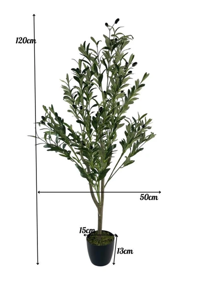 Yapay Zeytin Ağacı 120cm Doğal Görünümlü Yapay Ağaç Siyah Saksıda - Resim 2