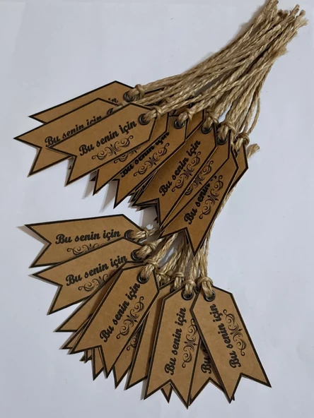 Pratikbox Kraft 300gr Kağıt etiket/Bu senin için / etiketi 2,5x7cm/Jüt ipli / 30adet - Resim 3