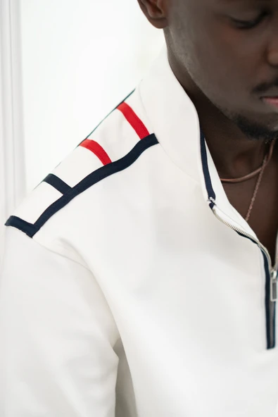 Regular Fit Dik Yaka Yarım Fermuarlı Biyeli Pamuklu Sweatshirt - Resim 6