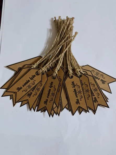 Pratikbox Kraft 300gr Kağıt etiket/Bu senin için / etiketi 2,5x7cm/Jüt ipli / 30adet - Resim 4