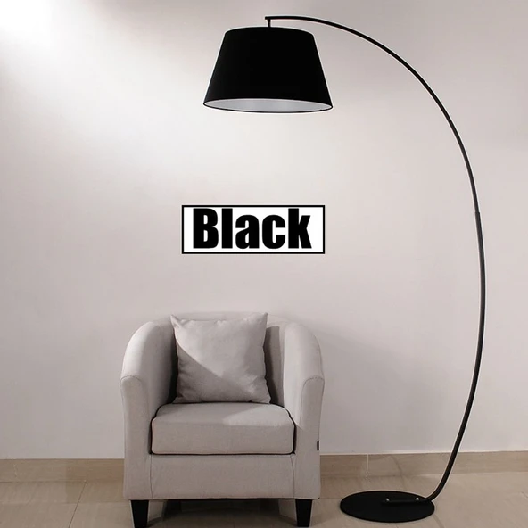 RİOLİGHT RETRO RUSTİK SİYAH KUMAŞ BAŞLIK MAFSALLI METAL LAMBADER KÖŞE LAMBASI ŞAPKA ÇAPI:45CM ürün görseli 1