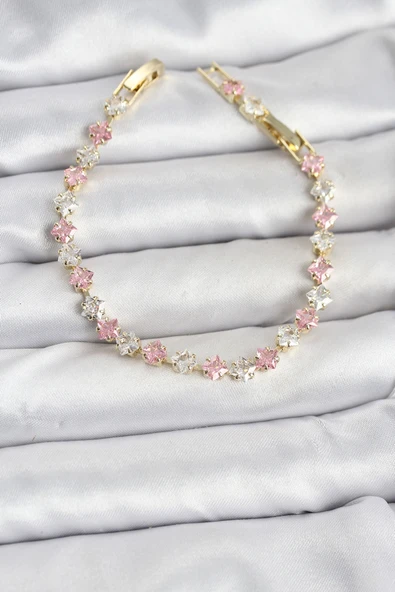 Kare Zirkon Taşlı Gold Renk Kadın Bileklik - TJ-BB8148 ürün görseli 1