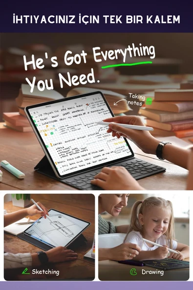 iPad 10.9 inç 10. Nesil Uyumlu Manyetik ve Kablosuz Şarj Olabilen Stylus Bluetooth Tablet Kalemi - Resim 4