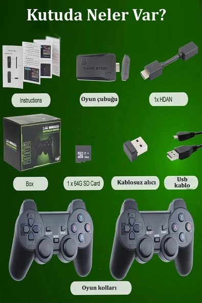 Qpen M8 64GB Dual Pad 4K Game Stick - Resim 5