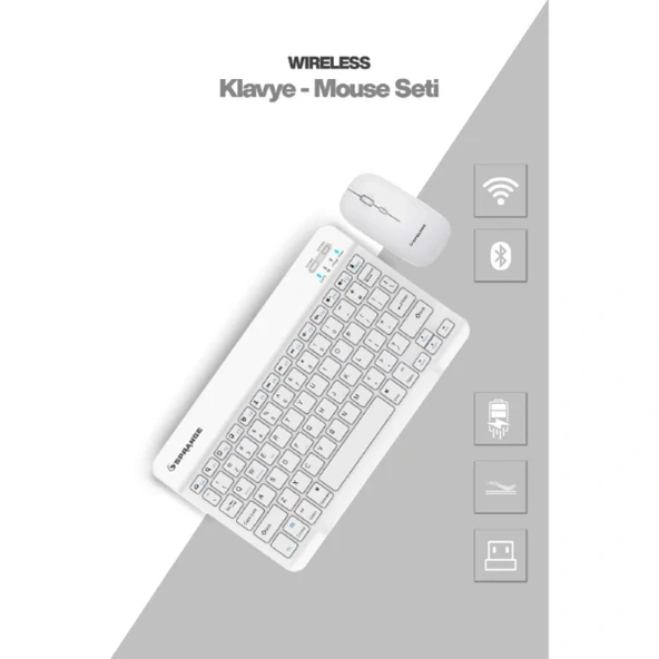 Beyaz Kablosuz Klavye Ve Mouse Seti ürün görseli 1