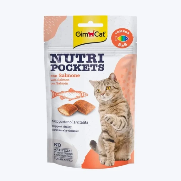 GimCat Nutripockets Somonlu Omega 3 ve Omega 6 Kedi Ödül Maması 60 Gr ürün görseli 1