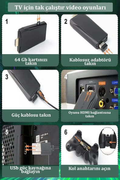 Qpen M8 64GB Dual Pad 4K Game Stick - Resim 4