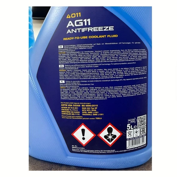 2025 Üretimli Mannol Yüksek Performanslı Donmayan Formül Hazır Kullanım Mavi Antifriz 5L -40 +125°c - Resim 2