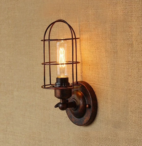 RİOLİGHT BAKIR ESKİTME RETRO1,VİNTAGE1,RUSTİK1 1XE27 DUYLU TEKLİ METAL KAFES DUVAR APLİK - Resim 2