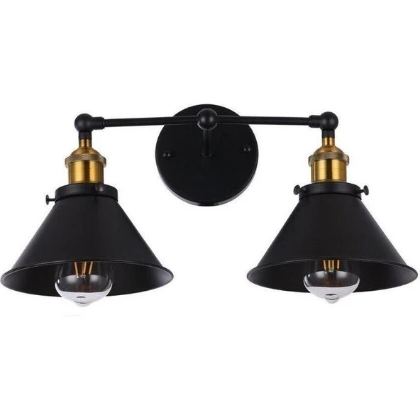 RİOLİGHT RETRO,RUSTİK,VİNTAGE ESKİTME DUYLU MAFSALLI HAREKETLİ BAŞLIK AYNA ÜSTÜ METAL DUVAR APLİK - Resim 2