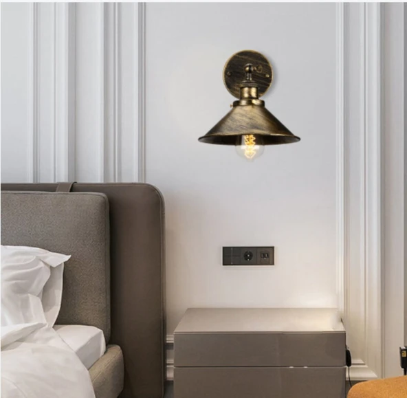 RİOLİGHT RETRO1,RUSTİK,VİNTAGE1 FIRÇALI MATT SARI 1XE27 HAREKETLİ BAŞLIK METAL DUVAR APLİK ÇAP:23CM - Resim 2