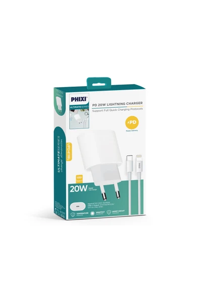 iPhone Şarj Aleti PHİXİ UPD4118L ULTIMATE 20W LIGHTNING HIZLI ŞARJ CİHAZI ürün görseli 1