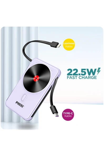 Force PW14 10000mAh 22.5W Kendinden Kablolu MagSafe Powerbank - Kablosuz Mini Şarj Cihazı - 1 - Resim 2