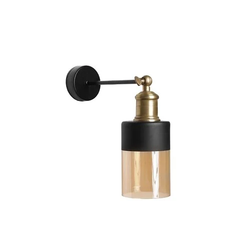 RİOLİGHT RETRO,RUSTİK,VİNTAGE ESKİTME DUYLU MAFSALLI HAREKETLİ CAM BAŞLIK 1XE27 SİYAH GÖVDE APLİK - Resim 2