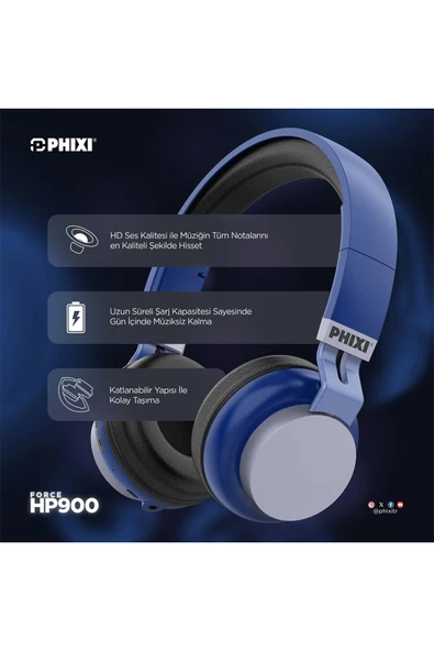 Kablosuz Katlanabilir Kafaüstü Kulaklık Bluetooth 5.0V Mikrofonlu HD Ses - Resim 4