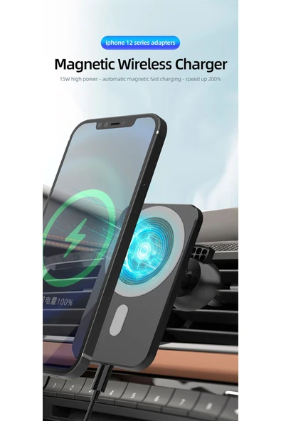 Kablosuz Şarj Aleti Magsafe Araç Içi Manyetik Şarj 15w peteklik girişli - Resim 4