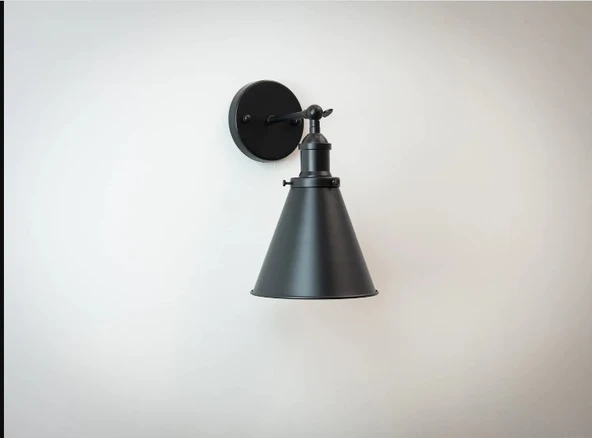 RİOLİGHT RETRO1,RUSTİK,VİNTAGE SİYAH MAFSALLI HAREKETLİ BAŞLIK 1XE27 DUYLU METAL DUVAR APLİK ürün görseli 1
