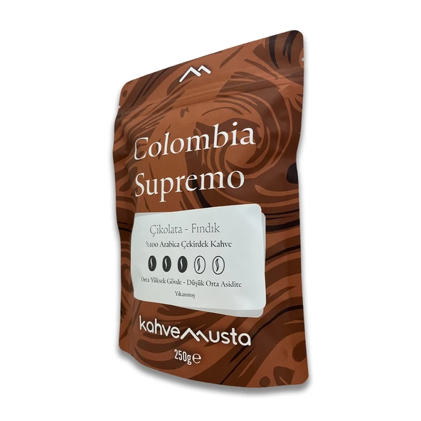 kahvemusta Kolombiya Kahvesi - Colombia Supremo Çekirdek Kahve (250g) - Resim 3