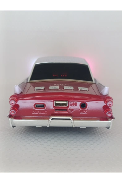 Oyuncak Klasik Araba Kablosuz Bluetooth Hoparlör Speaker Fm Radyo SD Kart USB Müzik Çalar - Resim 4