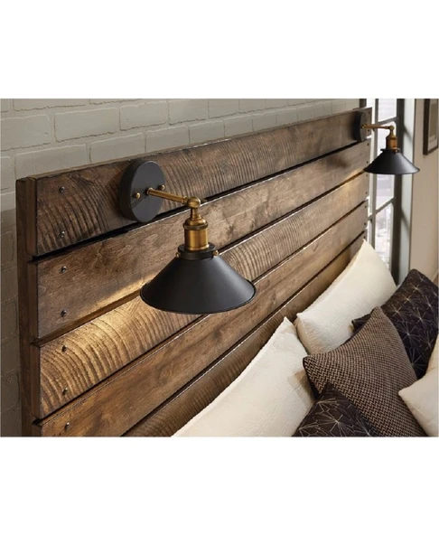 RİOLİGHT RETRO,RUSTİK,VİNTAGE MAFSALLI YATAK BAŞI APLİK ŞAPKA ÇAPI 23CM NOT:1ADET FİYATIDIR ürün görseli 1