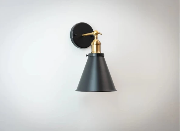 RİOLİGHT RETRO1,VİNTAGE,RUSTİK ESKİTME MAFSAL,TİJ SİYAH BAŞLIK 1XE27 DUYLU TEKLİ METAL DUVAR APLİK ürün görseli 1