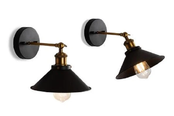 RİOLİGHT RETRO,VİNTAGE,RUSTİK ESKİTME MAFSALLI YATAK BAŞI METAL DUVAR APLİK 1 ADET FİYATIDIR - Resim 2