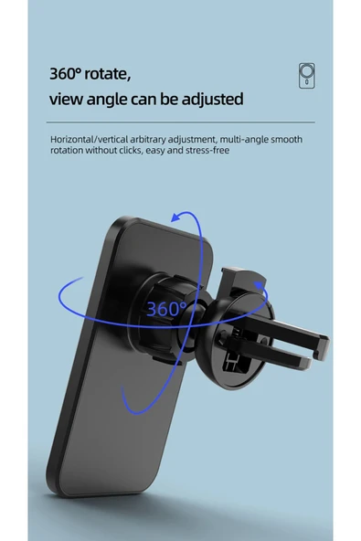 Kablosuz Şarj Aleti Magsafe Araç Içi Manyetik Şarj 15w peteklik girişli - Resim 3