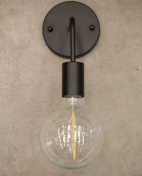 RİOLİGHT RETRO11,RUSTİK,VİNTAGE SİYAH 1XE27 DUYLU METAL DUVAR APLİK - Resim 2