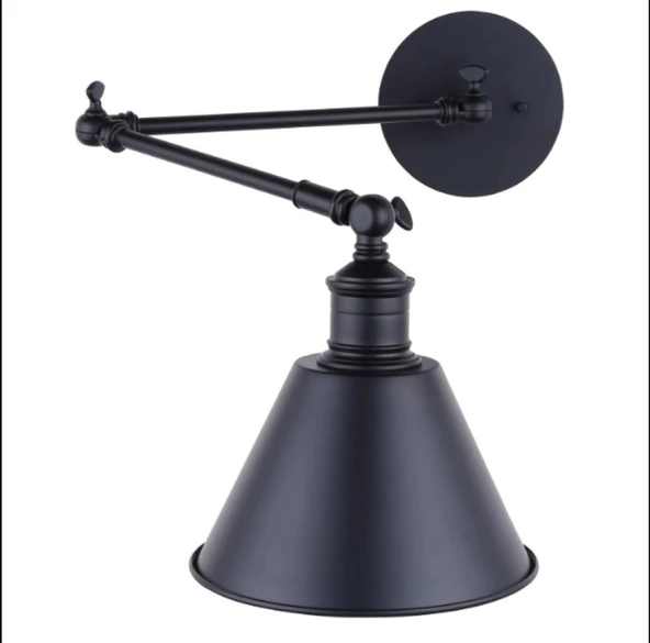 RIOLİGHT RETRO1,RUSTİK2,VİNTAGE1 SİYAH 1XE27 DUYLU HAREKETLİ BAŞLIK AKROBAT DUVAR APLİK ürün görseli 1