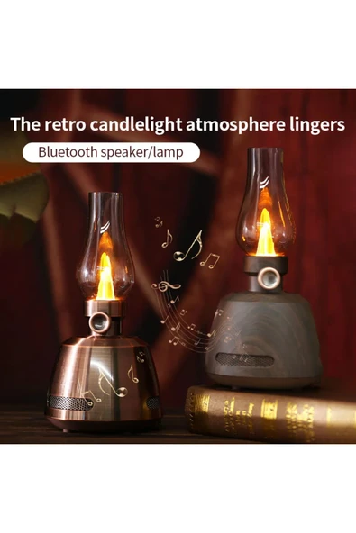Nostaljik Gaz Lambası Model Led Fenerli Nostalji Bluetooth Hoparlör Usb ürün görseli 1