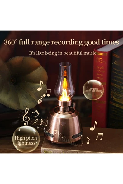 Nostaljik Gaz Lambası Model Led Fenerli Nostalji Bluetooth Hoparlör Usb - Resim 3