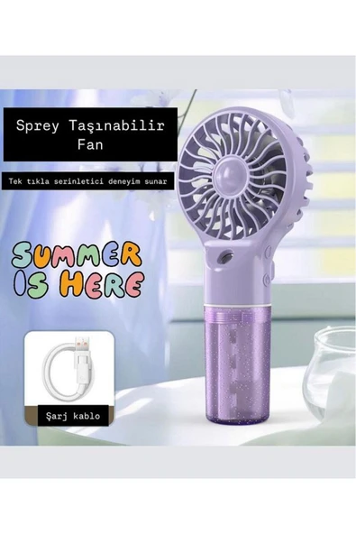 El Tipi Sulu Buharlı Fan Şarjlı Vantilatör Mini Masaüstü El Fan Taşınabilir 4 Kademeli Usb Pervane ürün görseli 1