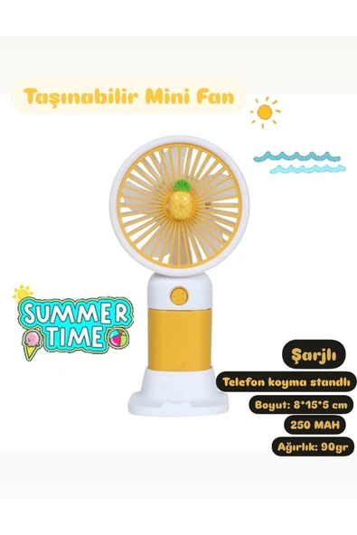 Taşınabilir Fan Soğutucu Mini Vantilatör Klima Güçlü Serinletici Şarjlı Masa Üstü Sessiz Standlı ürün görseli 1