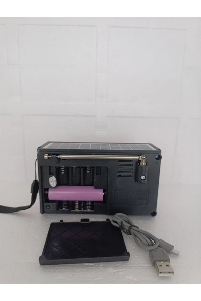Solar Fm Radyo Bluetooth Hoparlör Mp3 Çalar Usb.Tf.Aux Çalar El Feneri - Resim 3