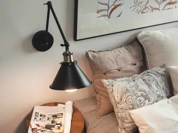 RİOLİGHT VİNTAGE,RETRO,RUSTİK ÜÇ MAFSALLI SİYAH HAREKETLİ BAŞLIK 1XE27 DUYLU AKROBAT DUVAR APLİK ürün görseli 1