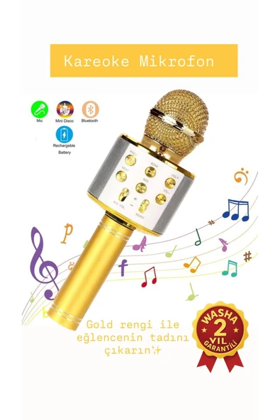 Türkçe Seslendirme Karaoke Mikrofonu Bluetooth Mikrofon Bluetooth Speaker Hoparlör Aux-Tf-Usb Giriş ürün görseli 1