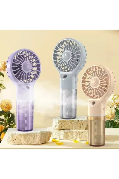 El Tipi Sulu Buharlı Fan Şarjlı Vantilatör Mini Masaüstü El Fan Taşınabilir 4 Kademeli Usb Pervane - Resim 6