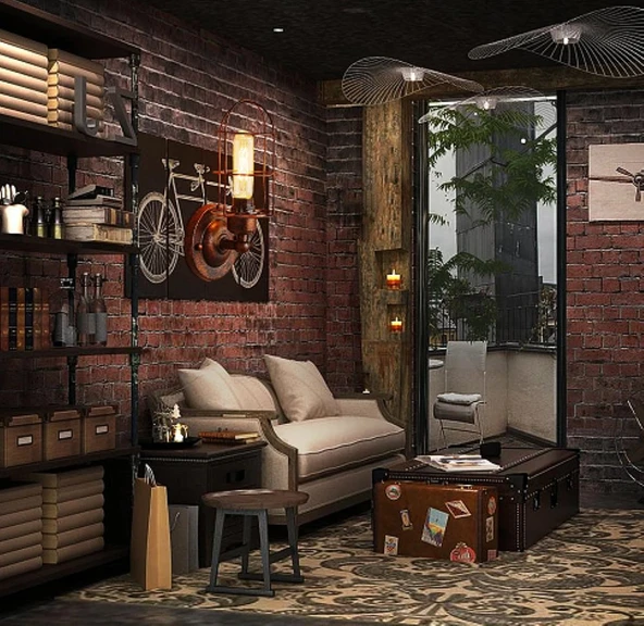 RİOLİGHT BAKIR ESKİTME RETRO1,VİNTAGE1,RUSTİK1 1XE27 DUYLU TEKLİ METAL KAFES DUVAR APLİK ürün görseli 1